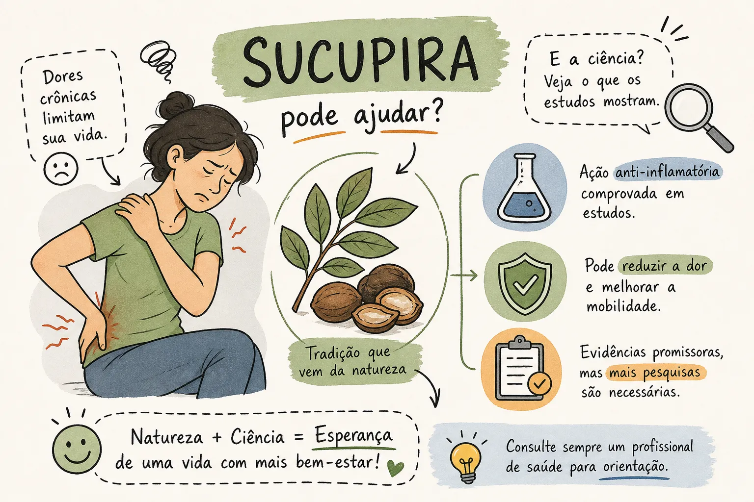 Ilustração sobre sucupira, pesquisa e cuidados na avaliação de produtos